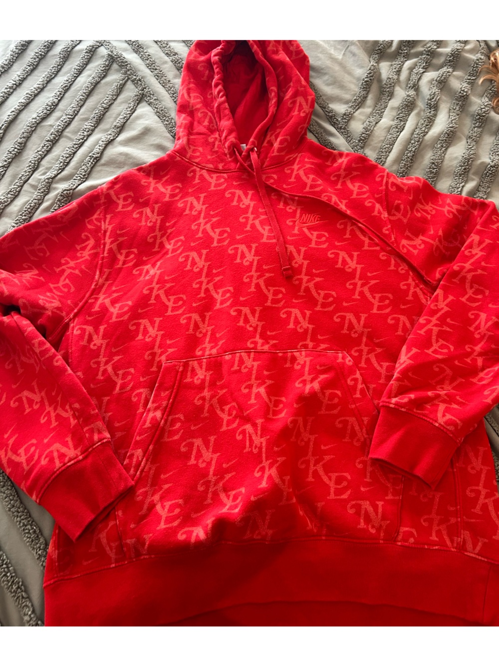 Nike Red Allover Logo Hoodie